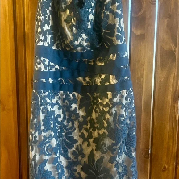 Tadashi Shoji Navy Blue Embroidered Lace
Scalloped Edge Sleeveless Dress - Picture 3 of 3